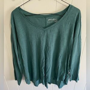 Teal Blue Eddie Bauer V neck long sleeve 2XL